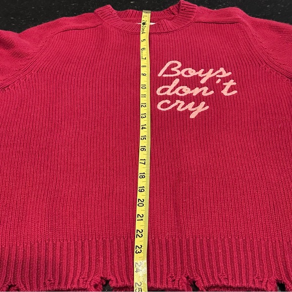 NWT Sandrine Rose Wool Cashmere Boys Don’t Cry Embroidered Sweater Wine Red‎ Sm - Picture 9 of 12